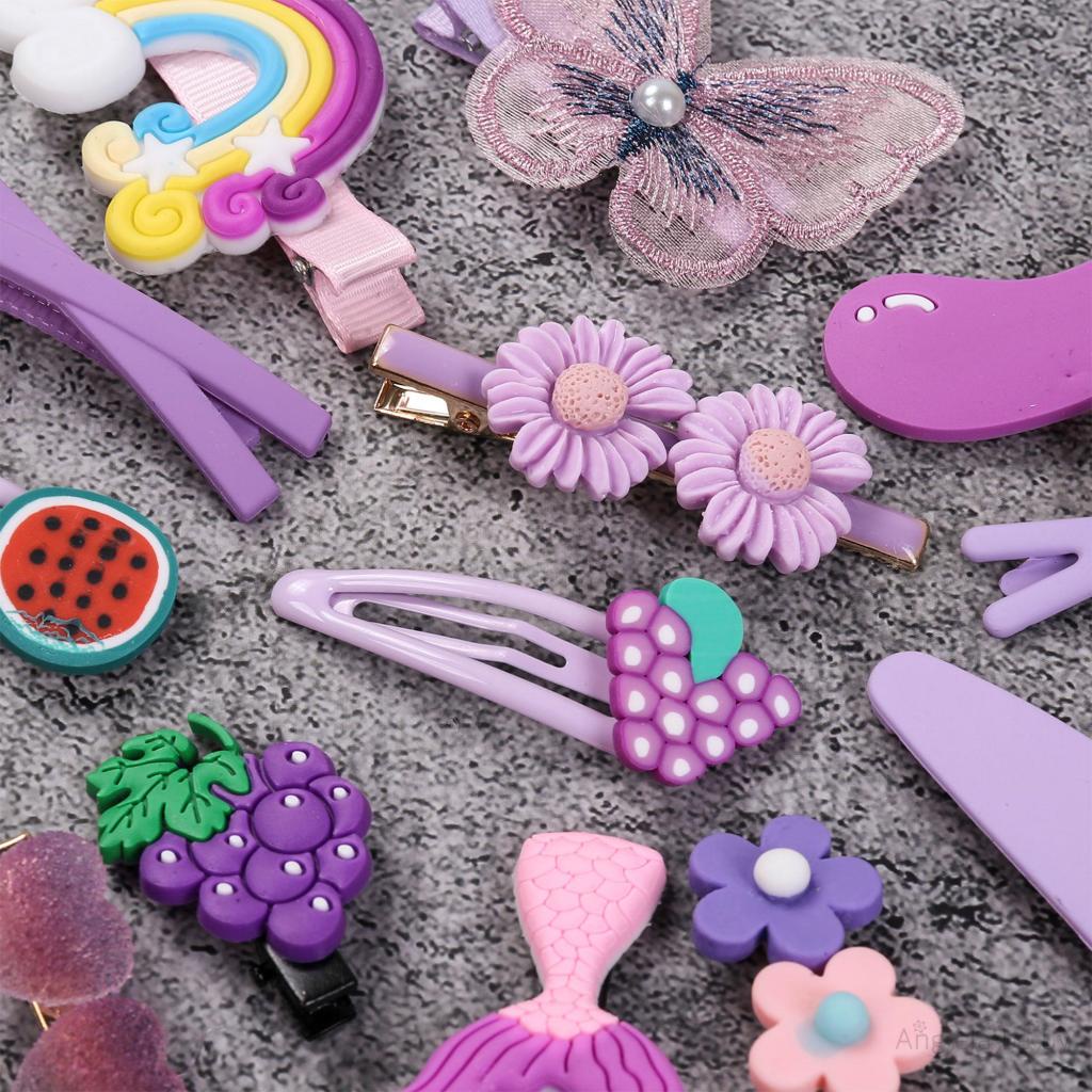 Set 14 Kẹp Tóc Hình Thú / Hoa Đáng Yêu Cho Bé Gái