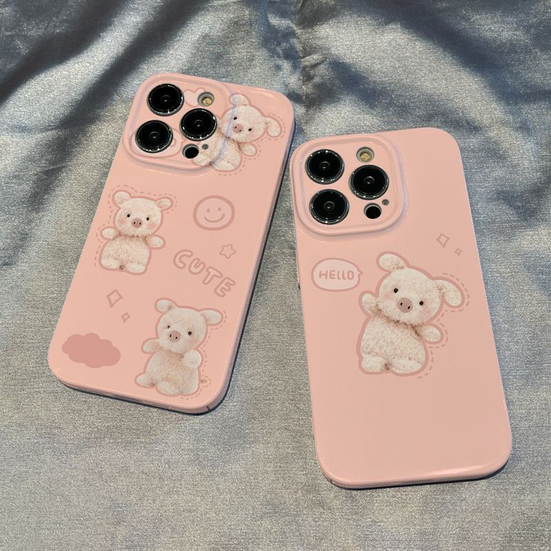 Ốp Điện Thoại Màu Hồng Họa Tiết Heo Dễ Thương Cho Iphone 148iphone12promax 137xs xr 11 / Apple plus / 0QQN