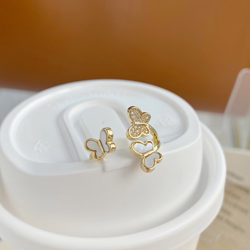 Nhẫn Hở Hình Bướm Đính Đá Pha Lê Lấp Lánh Sang Trọng Có Thể Điều Chỉnh