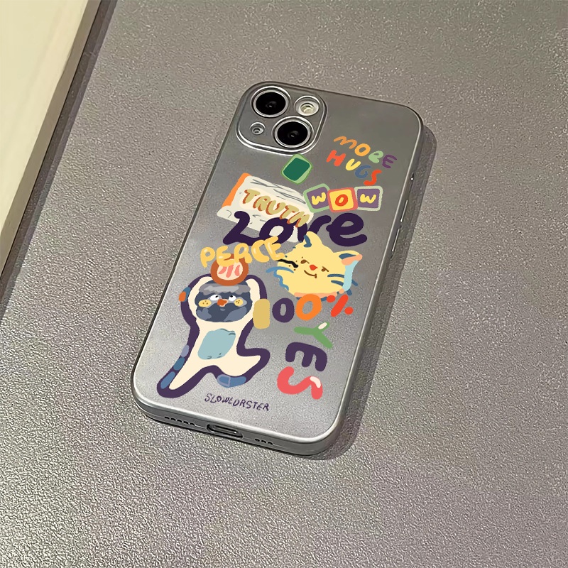 Vỏ mềm tương thích cho IPhone 11 12 13 14 Pro Max XR X 7 8 Plus XS Max SE 2020 Vỏ điện thoại silicon đáng yêu sang trọng Vỏ mạ điện màu bạc