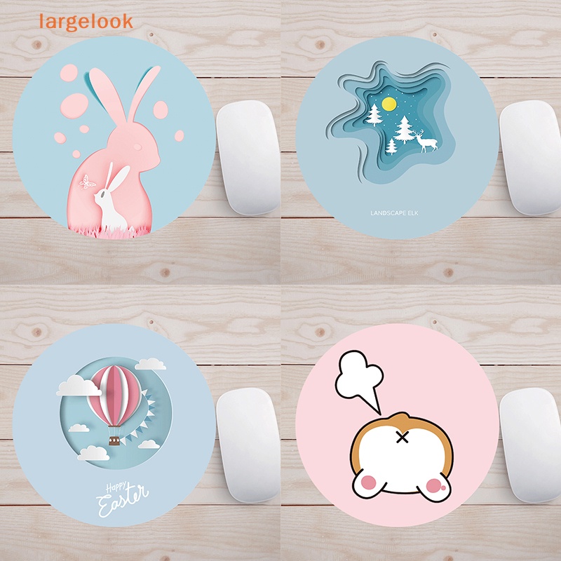 Thảm Lót Chuột Tròn 20CM Chống Trượt In Hình Hoạt Hình Dễ Thương
