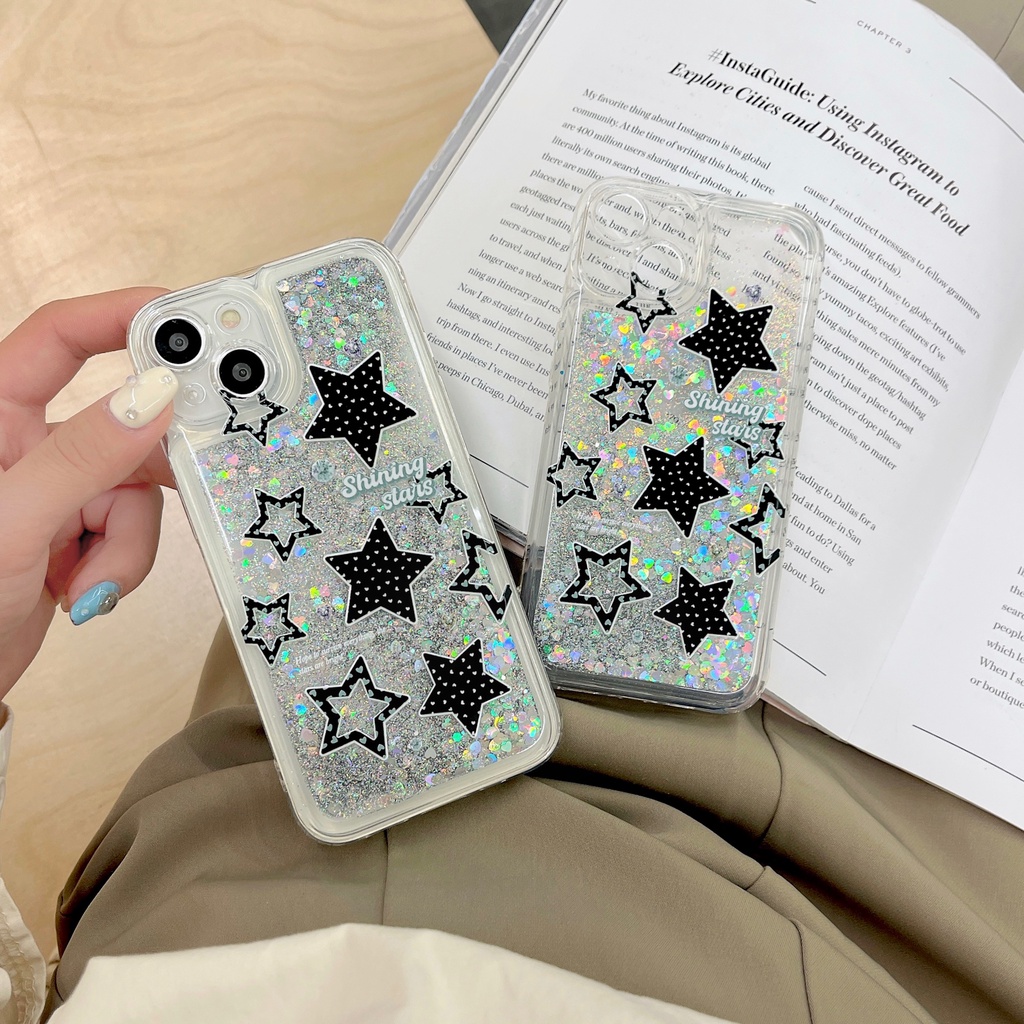 Ốp Điện Thoại TPU Mềm Trong Suốt Phối Kim Tuyến Nước Chống Rơi Cho iPhone11 12 13 14 Pro Max