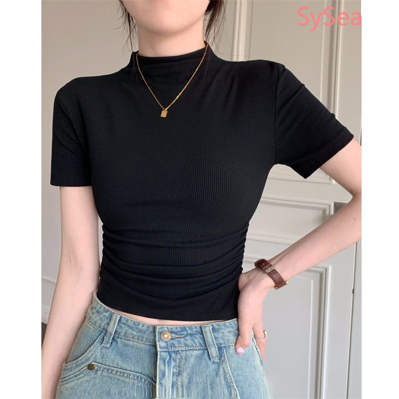 Áo Thun Tay Ngắn Cổ Lọ Ôm Dáng Thời Trang Hè Phong Cách Hàn Quốc Cho Nữ