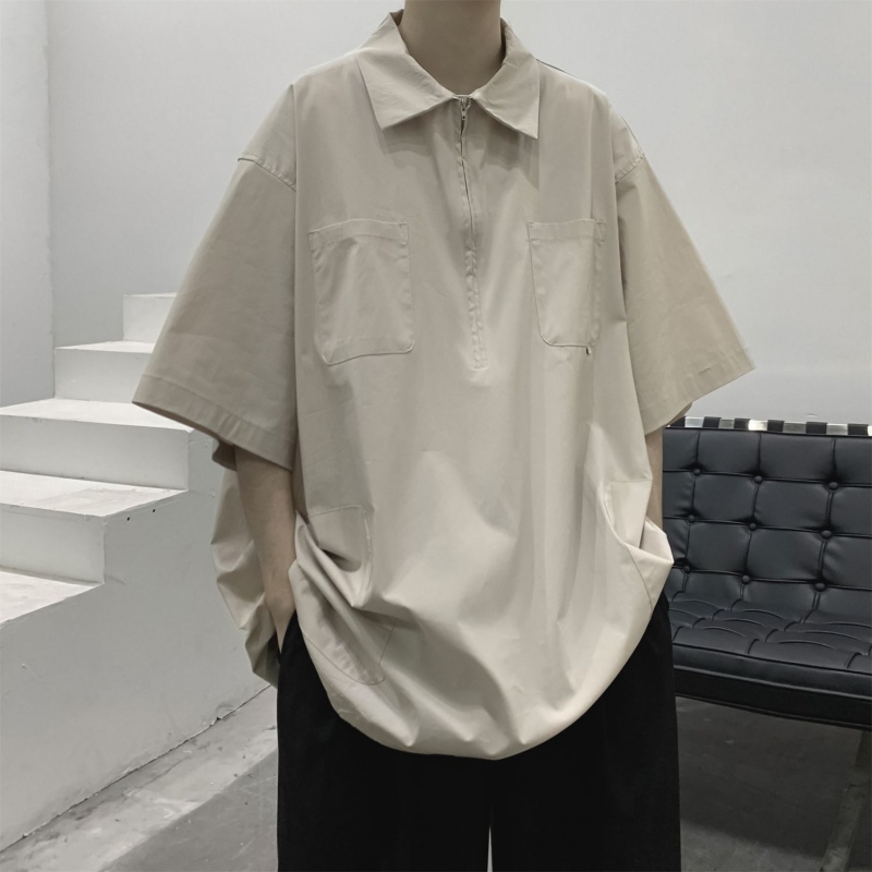 Áo Thun polo Tay Ngắn Có Khóa Kéo Phong Cách Mỹ Thời Trang Cao Cấp Cho Nam