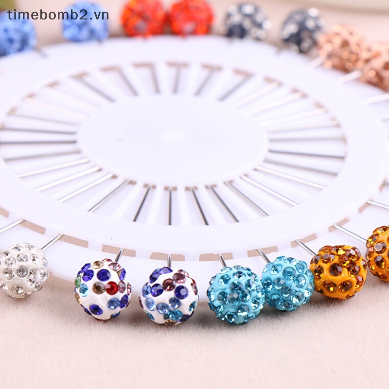 Set 30 Ghim Cài Khăn Choàng Đầu Thẳng Đính Đá Phong Cách Hồi Giáo An Toàn