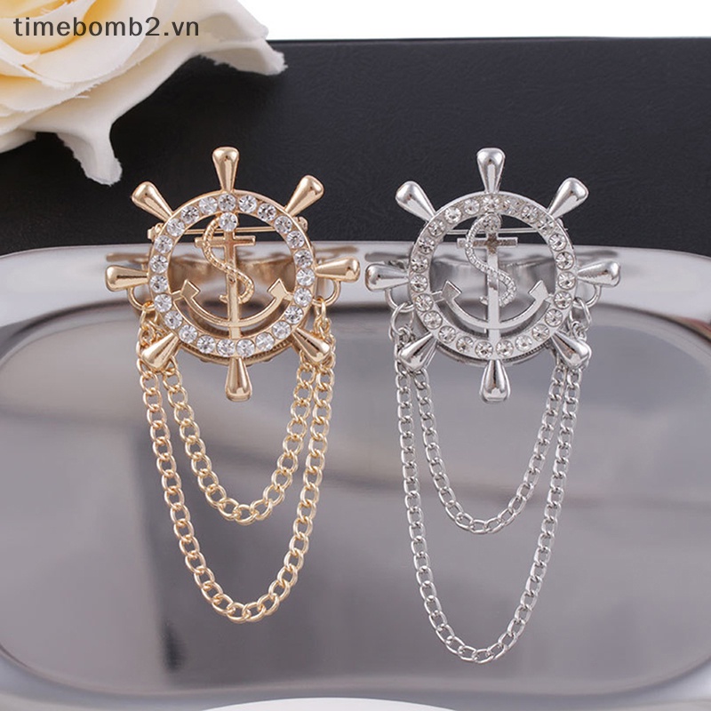 {Timebomb} 1 Huy Hiệu Cài Áo Phối Tua Rua Hình Mỏ Neo Thuyền Đính Đá Thủy Thủ Boutonniere Cho Nam Và Nữ