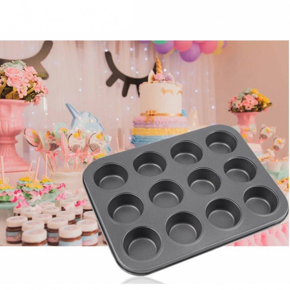 Khuôn Làm Bánh Cupcake Hình Tròn Bằng Thép Carbon Dễ Vệ Sinh