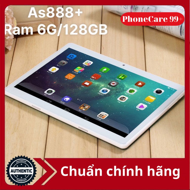 Máy tính bàng AS888+ 4G Ram 6G/128GB máy mới fullbox 2 sim nghe gọi tặng kèm phụ kiện