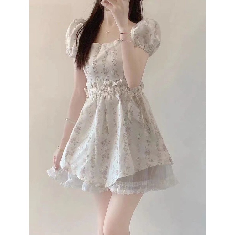 Beauty Đầm Hoa Tiểu Thư Chít Eo Sang Trọng Thiết Kế Tay Áo  Dành Cho Nữ Sinh