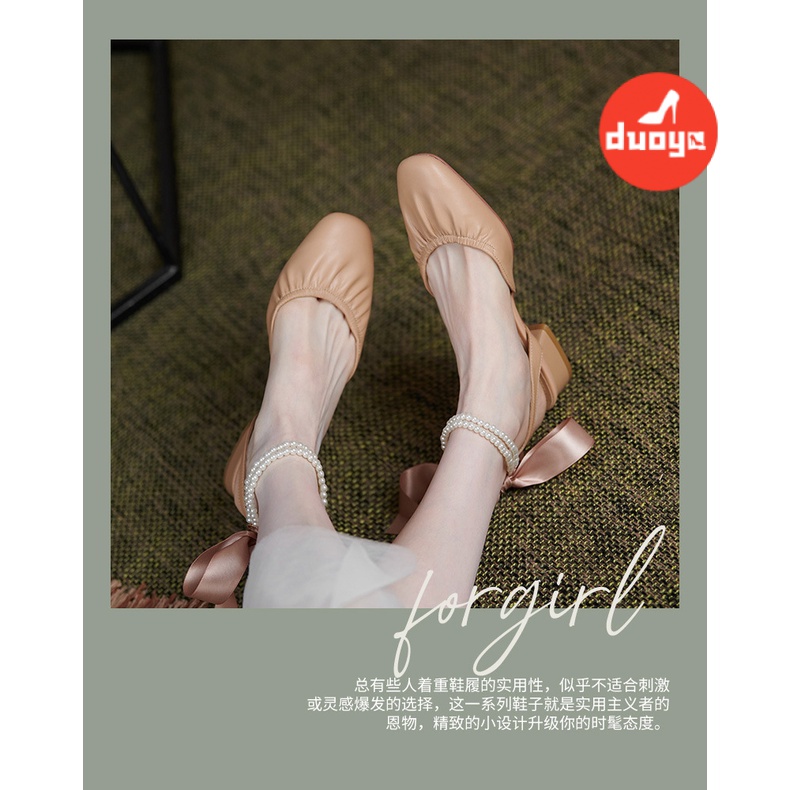 Giày Sandal Cao Gót Hở Ngón Đính Nơ Phong Cách Pháp Thời Trang Mùa Hè Cho Nữ