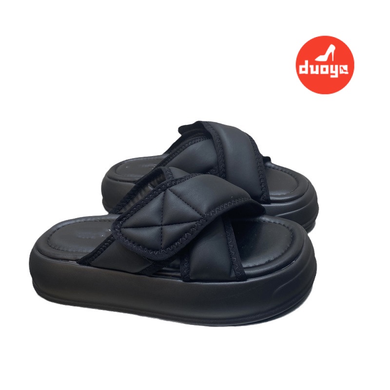 Duoya Giày Sandal Muffin Bằng Da Mềm Đế Dày Quai Dán Thoải Mái Thời Trang Mùa Hè Cho Nữ