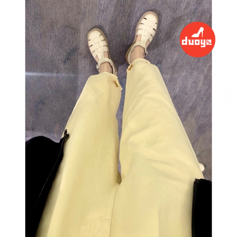 Duoya Tóc Thẳng ~ [Hàng Có Sẵn] Giày Sandal Da Mềm Đế Dày Thoáng Khí Thời Trang Mùa Hè Cho Nữ Miễn Phí Vận Chuyển