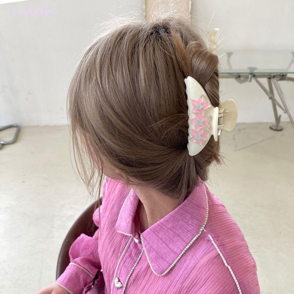 Kẹp Tóc Càng Cua Lớn Hình Ngôi Sao Năm Cánh Màu Kẹo Thời Trang Phong Cách Hàn Quốc Y2k