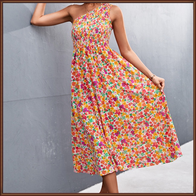 Đầm Không Tay Hở Vai In Hoa Thoáng Khí Thời Trang Mùa Hè Dành Cho Nữ