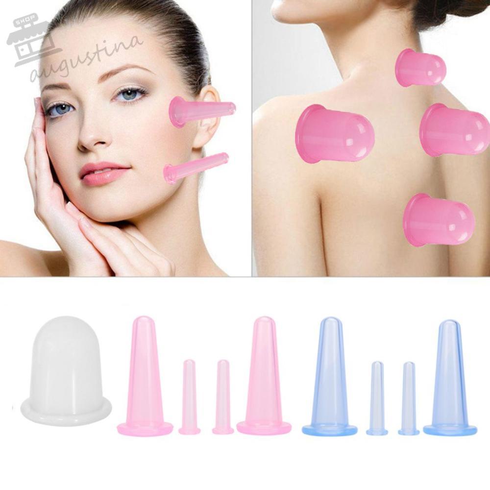 Bộ 1 / 2 / 4 Cốc Giác Hơi Chân Không Bằng Silicone Massage Giảm Đau