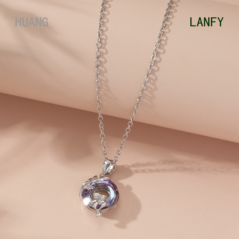 Vòng cổ Mặt Cú Mèo Đính Đá Pha Lê Tím Xanh Dương Sang Trọng Thời Trang Cho Mẹ Và Bé
