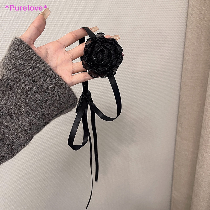 Vòng Cổ Choker Ren Hoa Lớn Màu Đen Phong Cách Retro Quyến Rũ Cho Nữ Mới