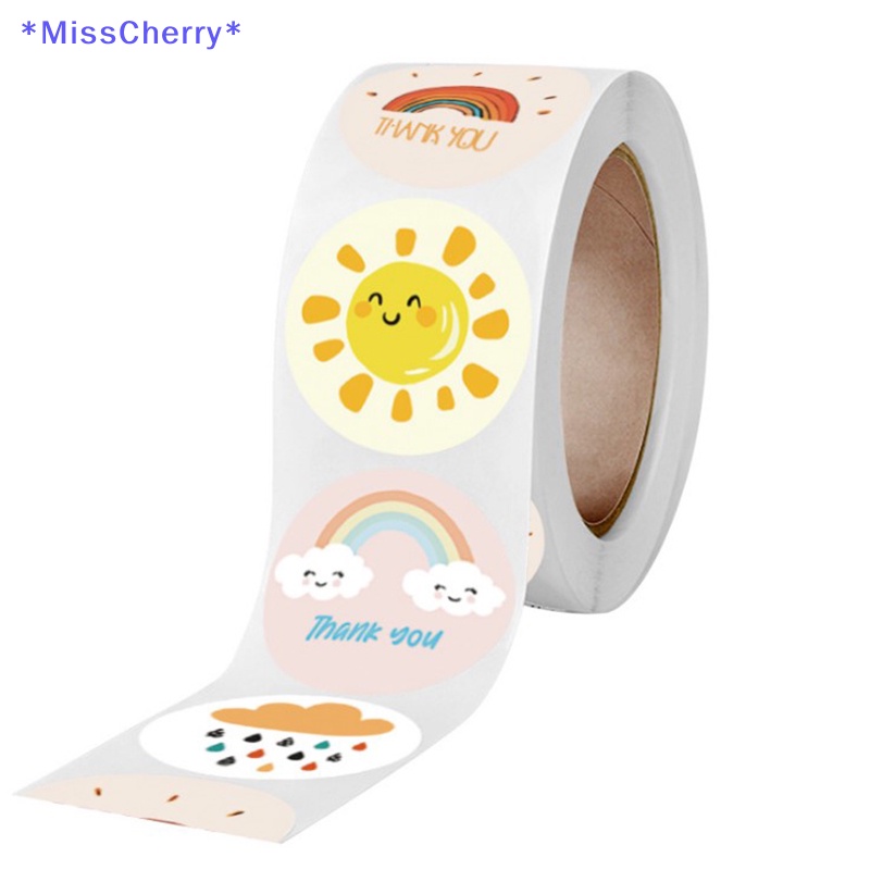 Cuộn 500 Nhãn Dán Tròn In Chữ Thank You Và Hoa Dễ Thương Trang Trí Sổ Tay Áo Thun Thiết Kế Mới Năng Động Thời Trang