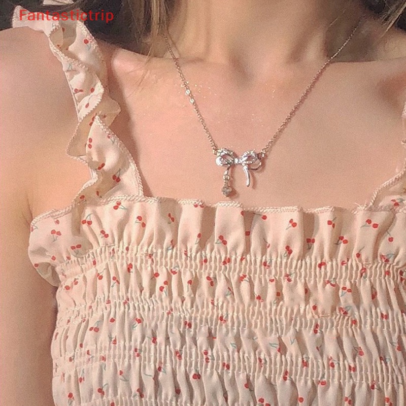 Vòng Cổ Mặt Nơ Zircon Thời Trang Thanh Lịch Cho Nữ