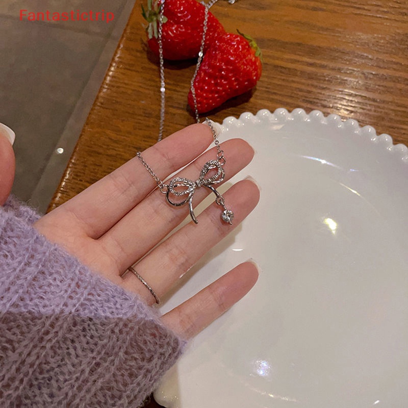 Vòng Cổ Mặt Nơ Zircon Thời Trang Thanh Lịch Cho Nữ