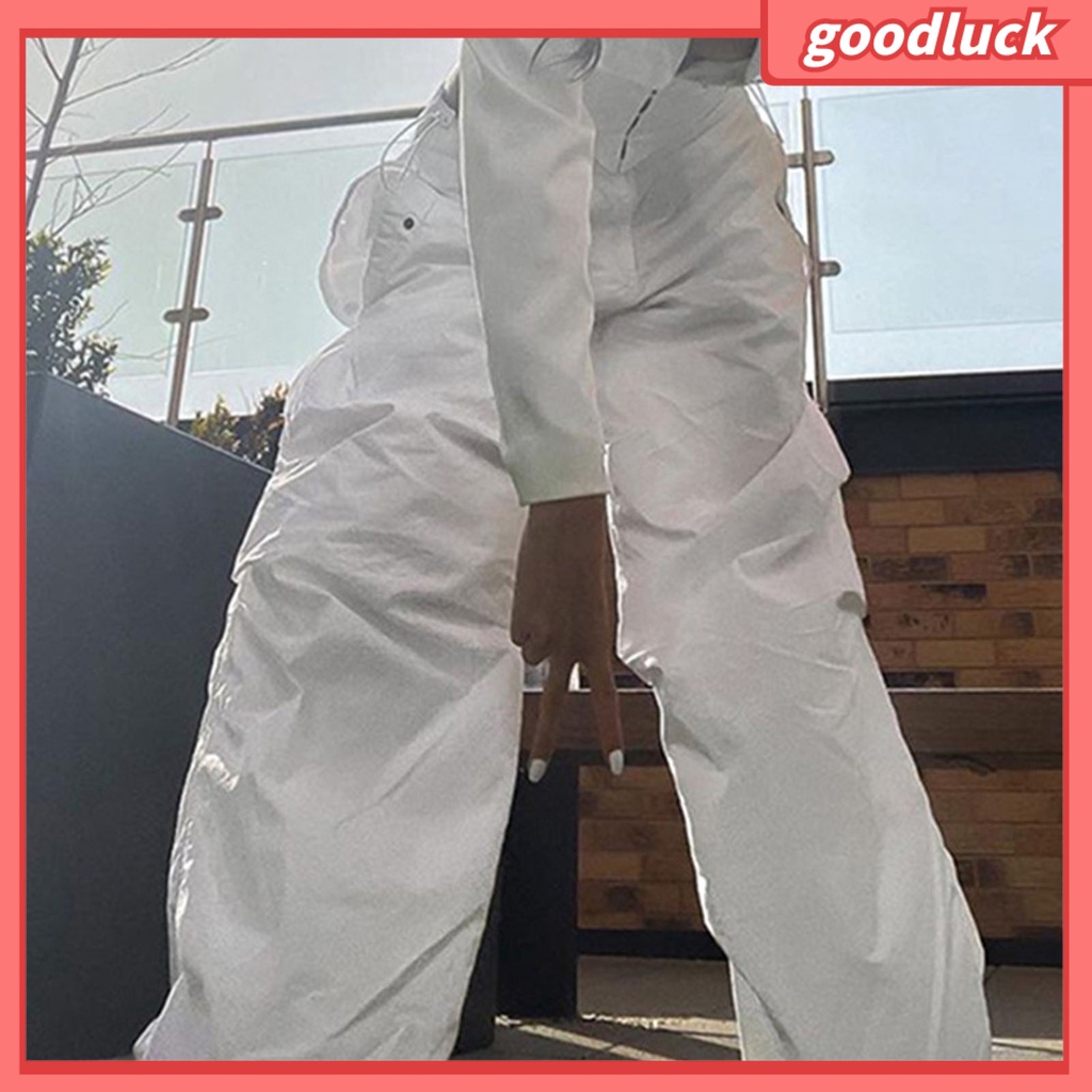 [ULK] Quần Túi Hộp Ống Rộng Lưng Thấp Dây Rút Mặc Hàng Ngày Cho Nữ