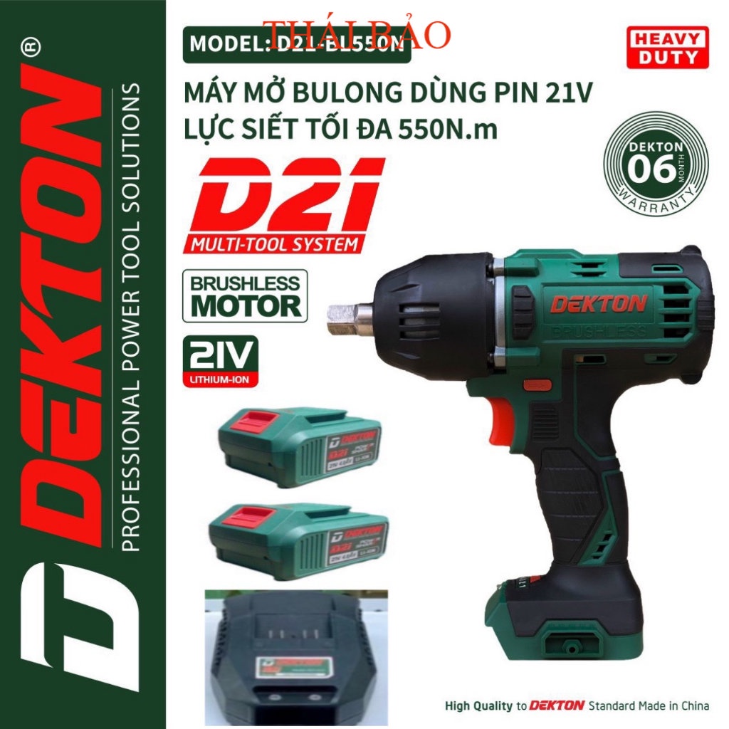 MÁY SIẾT BULONG DEKTON D21-BL550N LỰC SIẾT 550N.M CHÍNH HÃNG THÁI BẢO