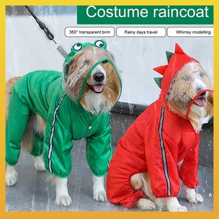 [Daliya] thú cưng áo mưa thoáng khí chống thấm nước Khủng Long Ếch trùm đầu Jumpsuit áo mưa cho chó lớn