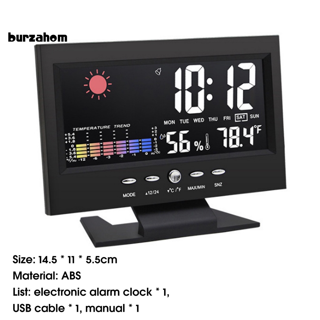 Đồng Hồ Kỹ Thuật Số Bur 8082T Màn Hình LED Hiển Thị Nhiệt Độ Và Độ Ẩm Không Khí Trong Nhà