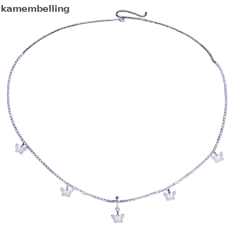 Dây Xích Đeo Hông Bằng Bạc Đính Đá Hình Bướm Quyến Rũ