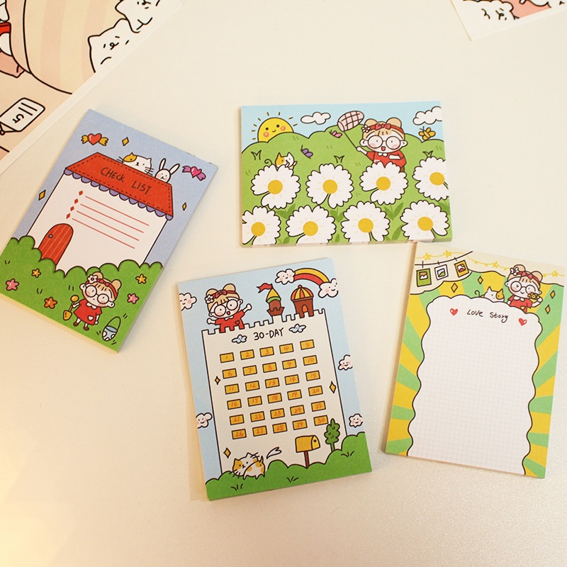 Bộ 50 Tờ Giấy Dán Ghi Chú Họa Tiết Hoạt Hình Dễ Xé