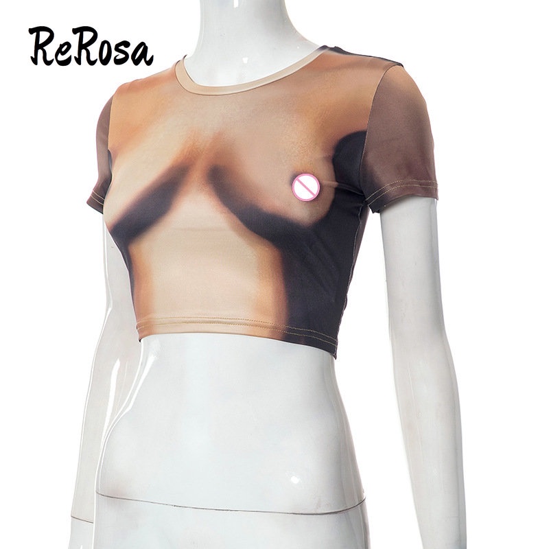 Áo Thun Tay Ngắn Chiết Eo In Họa Tiết Màu Sắc Tương Phản Thời Trang 2023 Quyến Rũ Cho Nữ