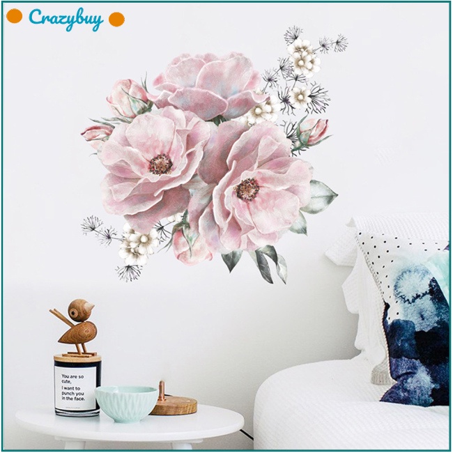 Cr Sticker Dán Tường Họa Tiết Hoa Mẫu Đơn Trang Trí Nhà Cửa