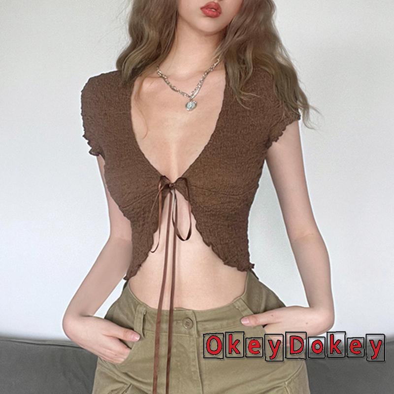 Áo Croptop Tay Ngắn Thời Trang Mùa Hè Cho Nữ