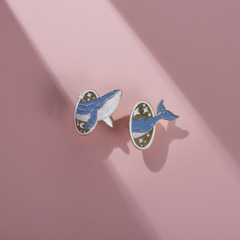 Ghim Cài Áo Hình Cá Voi / Mèo / Thỏ Tráng Men Dễ Thương Sáng Tạo