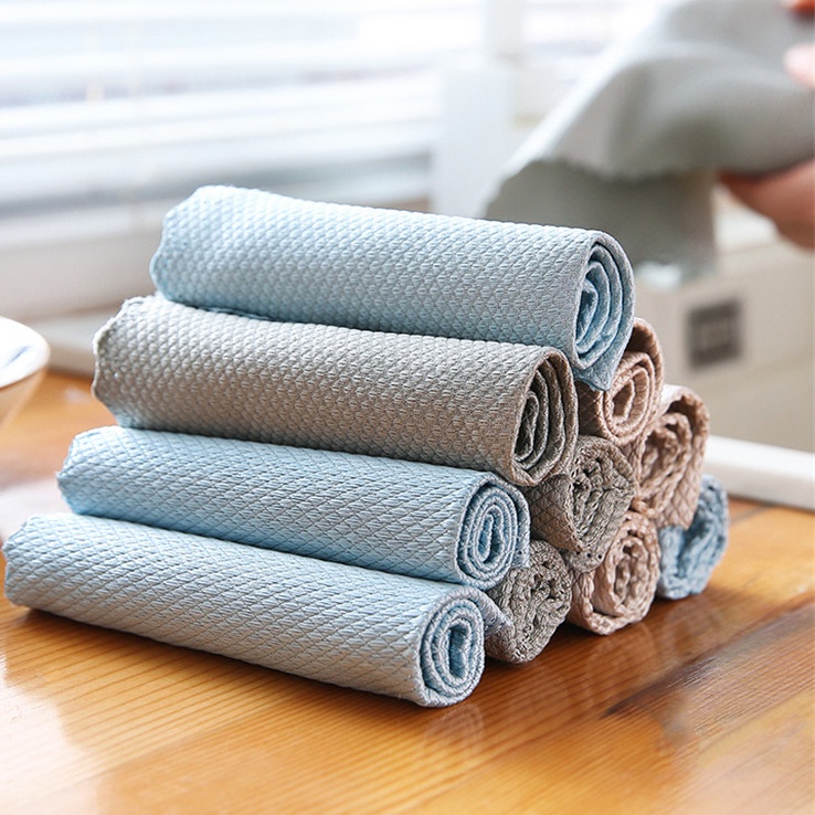 [Đặc trưng] 1 Khăn Lau Chén Dĩa Bằng Sợi Micro Dày Dặn Siêu Thấm Hút Chống Dính Dầu Tiện Dụng Cho Nhà Bếp / Xe Hơi
