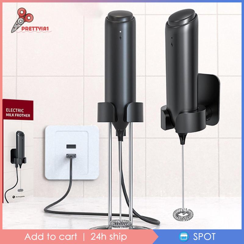 Máy Đánh Sữa Điện Tử Bằng Thép Không Gỉ Kèm Giá Đỡ Cho Cappuccino [Prettyia1]