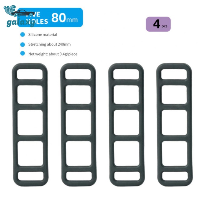 Galaxy Bộ 4 Dây Silicon Co Giãn Nhiều Kiểu Dáng Gắn Đèn Pha Xe Đạp