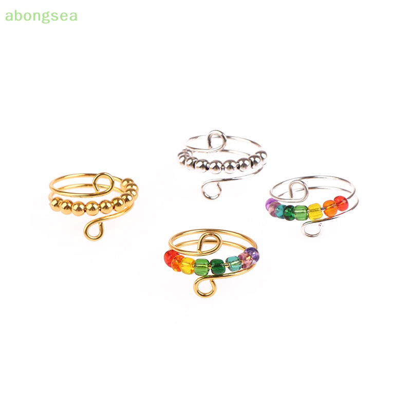 Nhẫn Xoay Tự Do Giảm Căng Thẳng Đính Hạt Phong Cách Bohemian