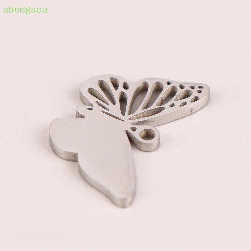 Abongsea Mặt Dây Chuyền Hình Bướm Rỗng Bằng Thép Không Gỉ Tráng Gương Đơn Giản Quyến Rũ