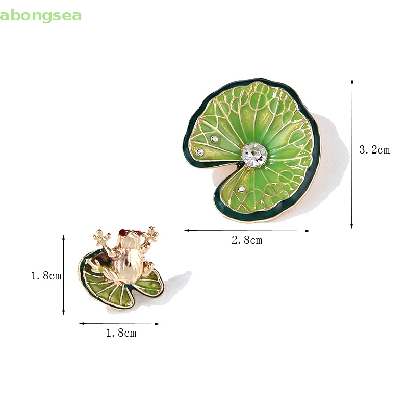 Set 2 Ghim Cài Áo Hình Ếch Và Lá Sen Đính Đá Thời Trang Cho Nữ