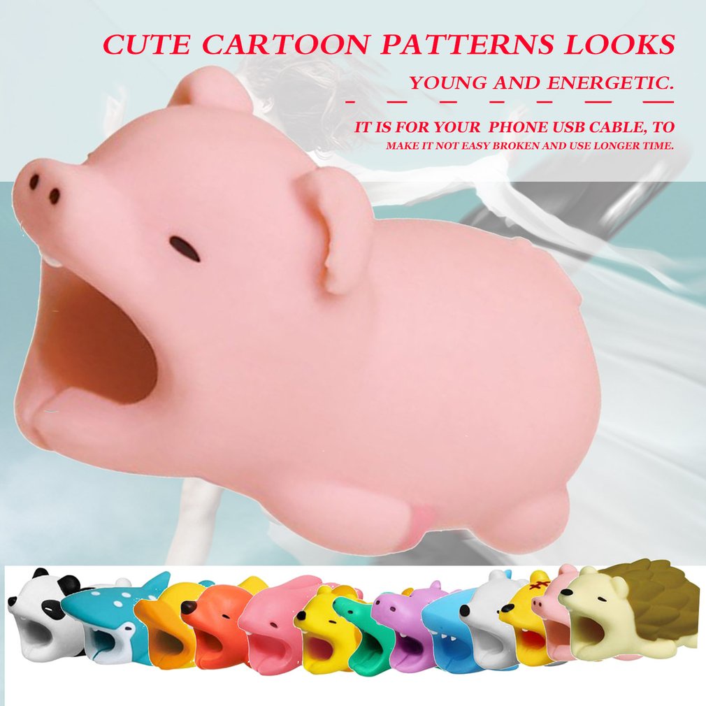 Cute Animal Cartoon Figure Usb Data Cable Charger Earphones Protective Sleeve Anti Breaking Cover [Q/13]