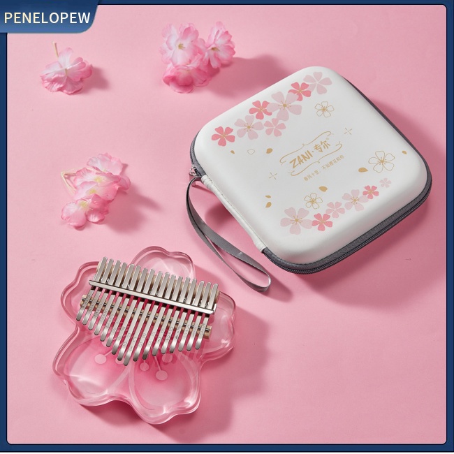 Đàn Kalimba 17 / 21 Phím Hình Hoa Đào Bằng Acrylic Cho Bé