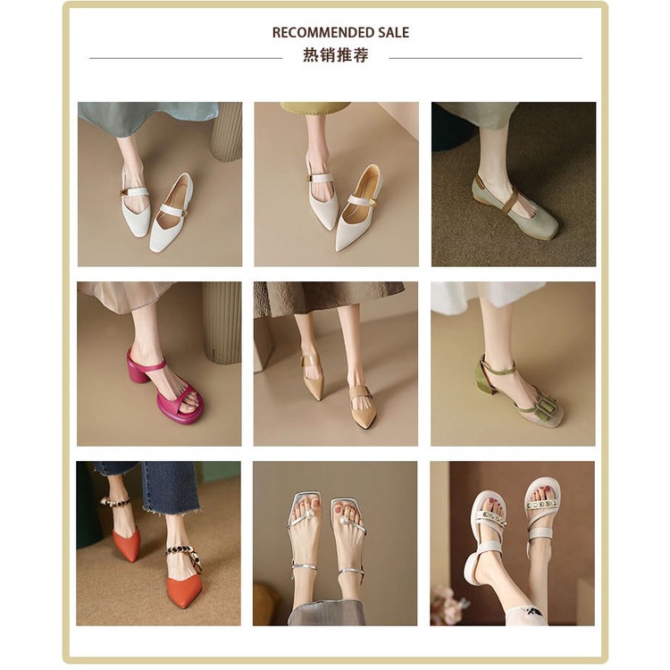 Duoya Tóc Thẳng ~ [Hàng Có Sẵn] Giày Sandal Hở Ngón Gót Dày Bằng Da Mềm Mại Dễ Mặc Ngoài Thời Trang Mùa Hè Cho Nữ