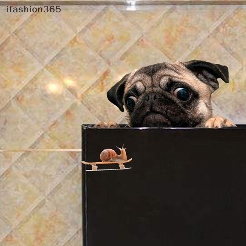 Sticker Hình Chú Chó Pug 3D Ngộ Nghĩnh Đáng Yêu Dán Trang Trí Xe Hơi Laptop