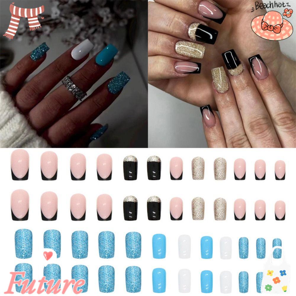 Bộ Móng Tay Giả Toàn Diện Đầu Vuông Dạng Nhấn Có Thể Tháo Rời DIY