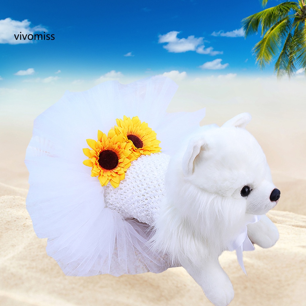 Viw Đầm Thú Cưng Bằng Polyester Họa Tiết Hoa Hướng Dương Dây Đeo Điều Chỉnh Được Đáng Yêu Tuyệt Vời