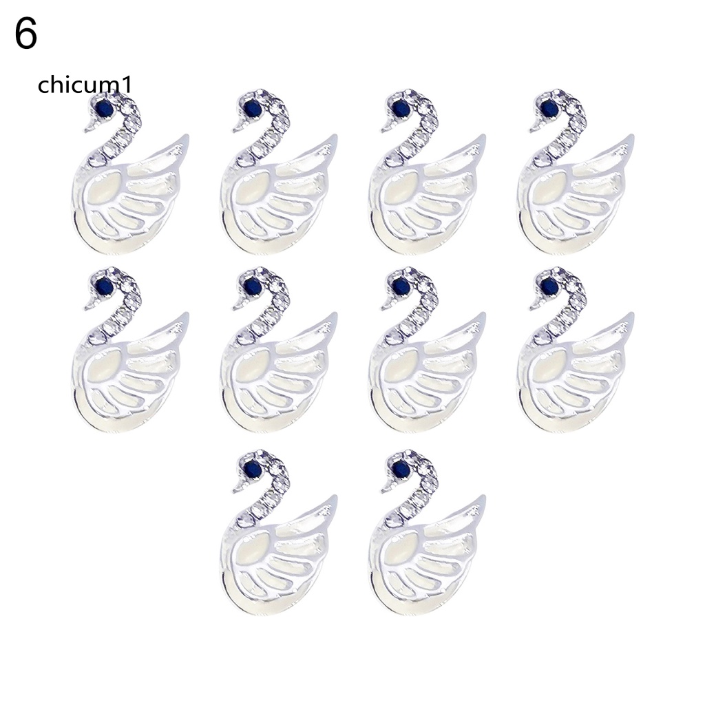 Set 10 Phụ Kiện Trang Trí Móng Tay Nghệ Thuật Hình Nơ Bằng Hợp Kim Dễ Sử Dụng