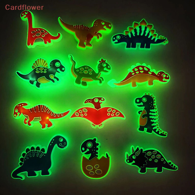 12 Miếng Dán Giày PVC Hình Khủng Long Phát Quang Độc Đáo Mới