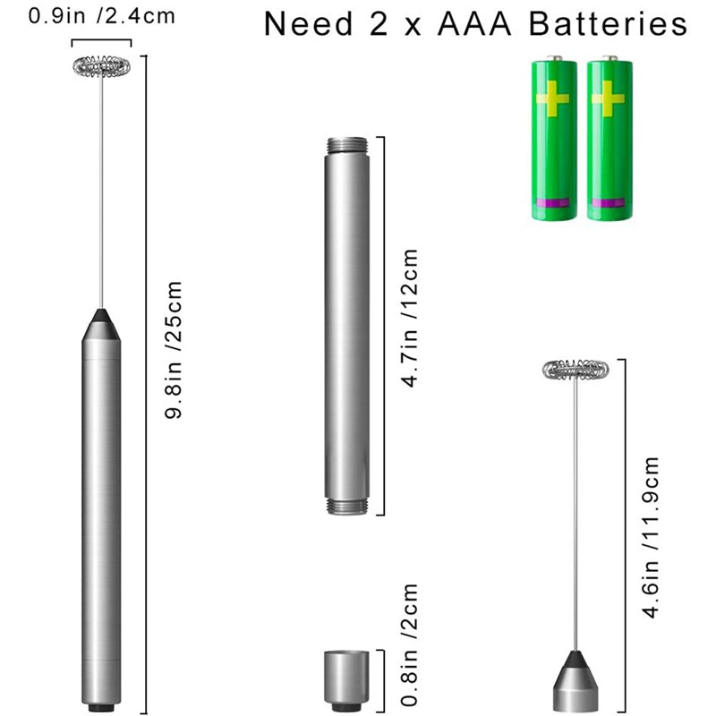 Máy Đánh Sữa Tạo Bọt Cà Phê Bằng Thép Không Gỉ Cầm Tay Chạy Bằng Pin
