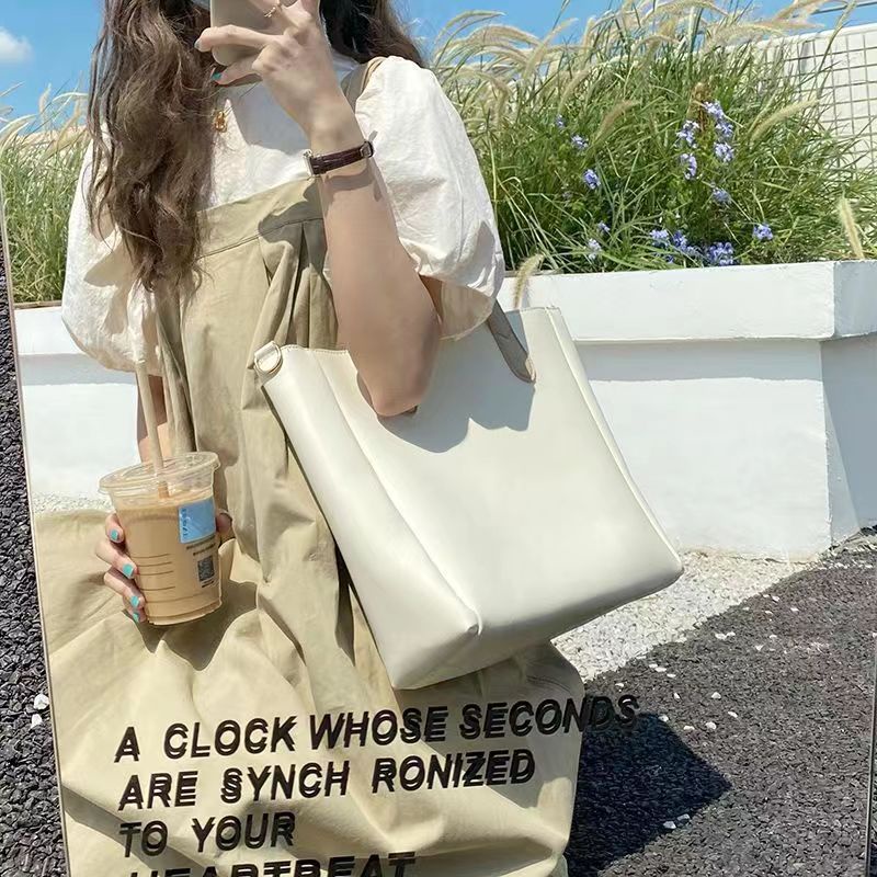 Túi tote Đeo Vai Cỡ Lớn Màu Trơn Có Khóa Kéo Thời Trang Cho Nữ